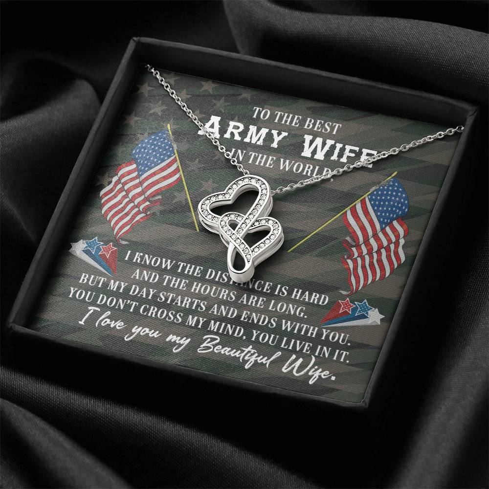 To The Best Army Wife In The World Necklace Gift Anniversary Gift Gifts For Her Christmas Gift  Double Hearts Necklace