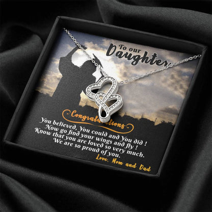 For Graduate Double Hearts Necklace