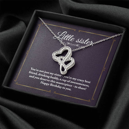 For Little Sister Double Hearts Necklace