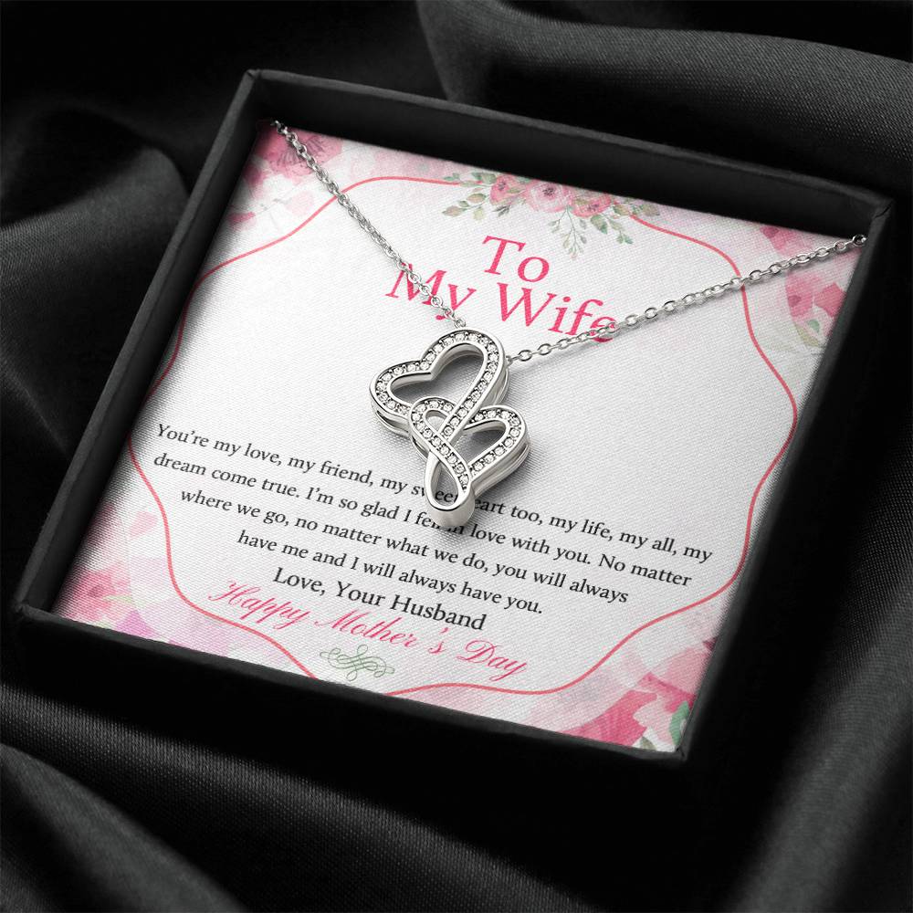 To My Wife Mother's Day Necklace - Happy Mother's Day - To My Wife Necklace Anniversary Gift For Wife Gift For Wife Ne Double Hearts Necklace