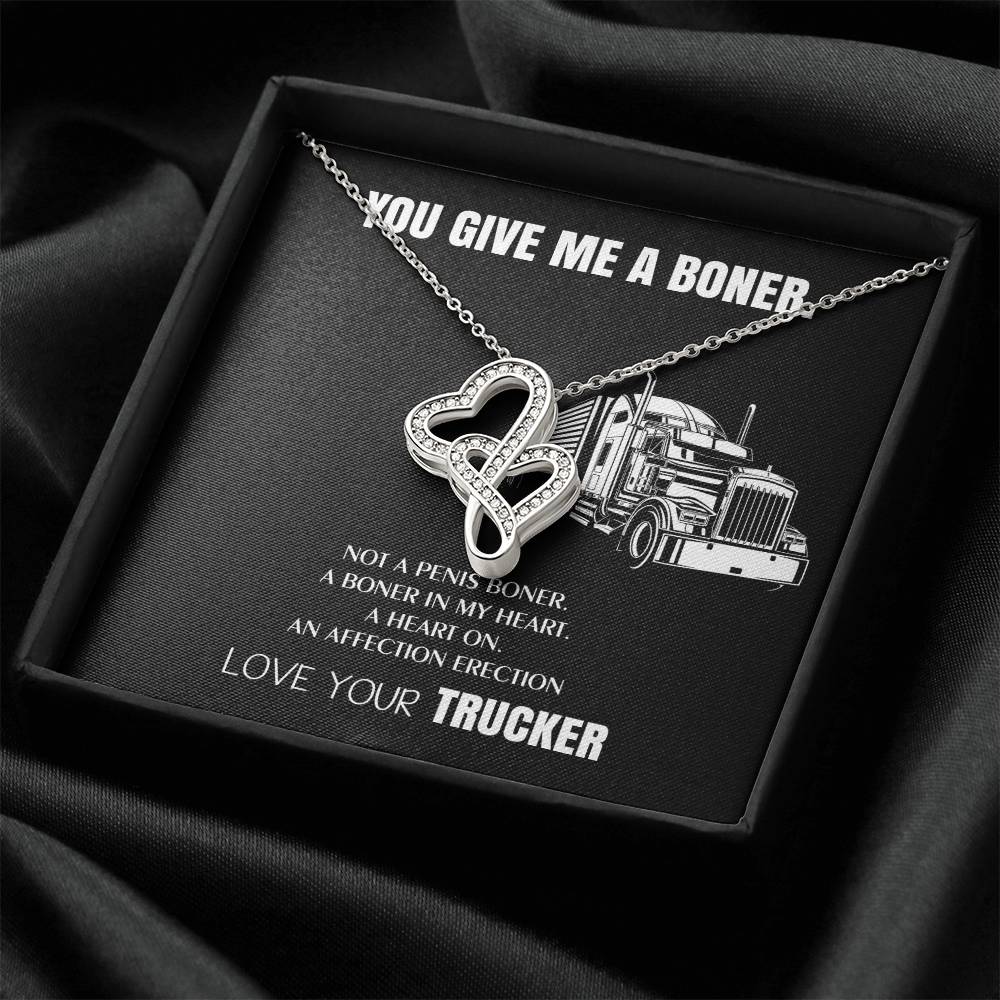 You Give Me A Heart Boner An Affection Erection  Funny & Sarcastic Love For Her Mature Gag Gif Double Hearts Necklace
