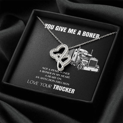 You Give Me A Heart Boner An Affection Erection  Funny & Sarcastic Love For Her Mature Gag Gif Double Hearts Necklace