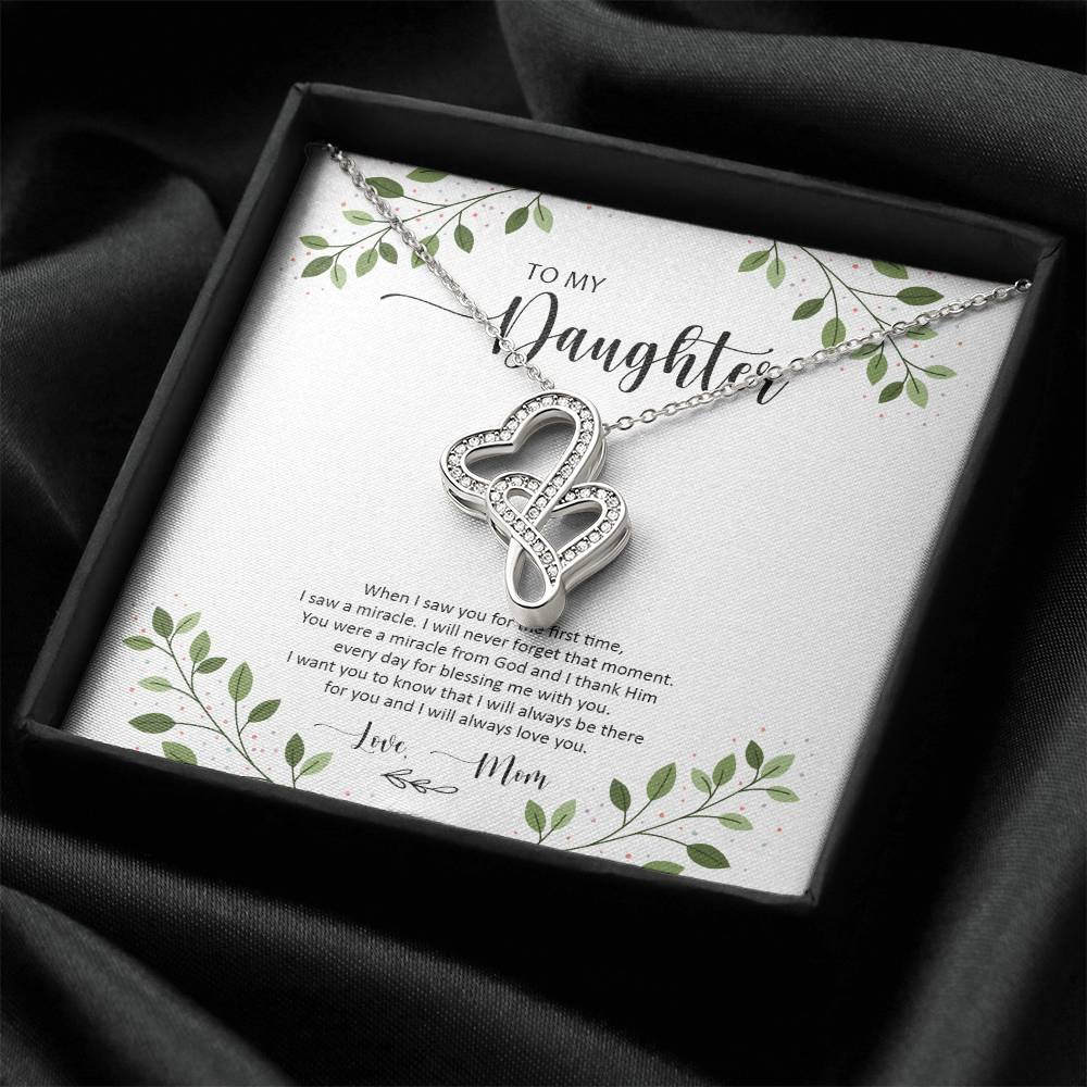 Daughter Necklace - Mother Daughter Jewelry Gift - Daughter Wedding Gift - Graduation - Birthday - Meaningful Interloc 1 Double Hearts Necklace