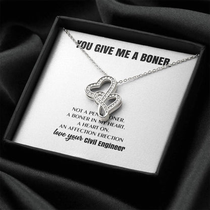 You Give Me A Heart Boner An Affection Erection  Funny & Sarcastic Love For Her Mature Best Fu 9 Double Hearts Necklace