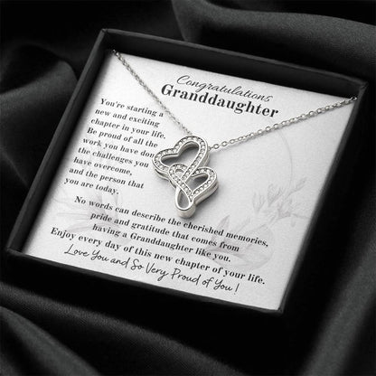 Congratulations Granddaughter- A New Chapter In Your Life Double Hearts Necklace