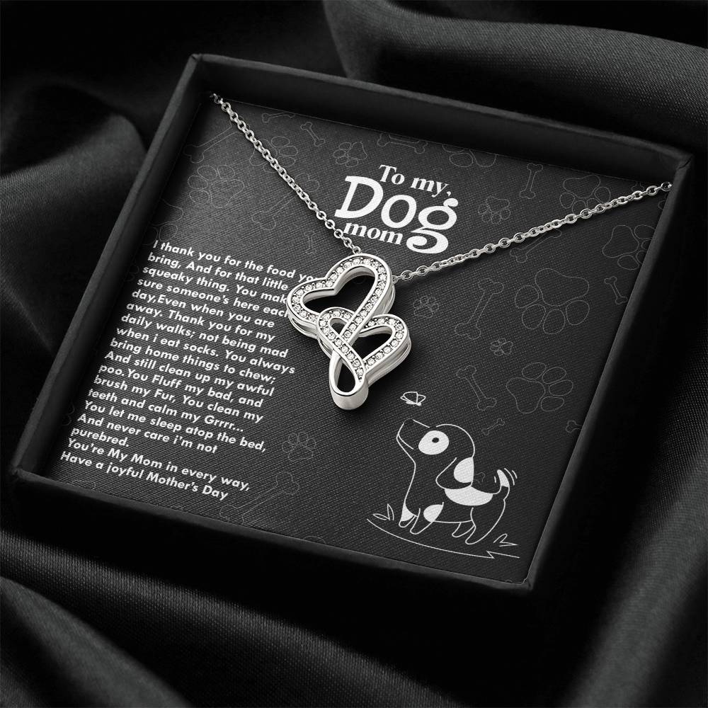 For My Dog Mom Double Hearts Necklace