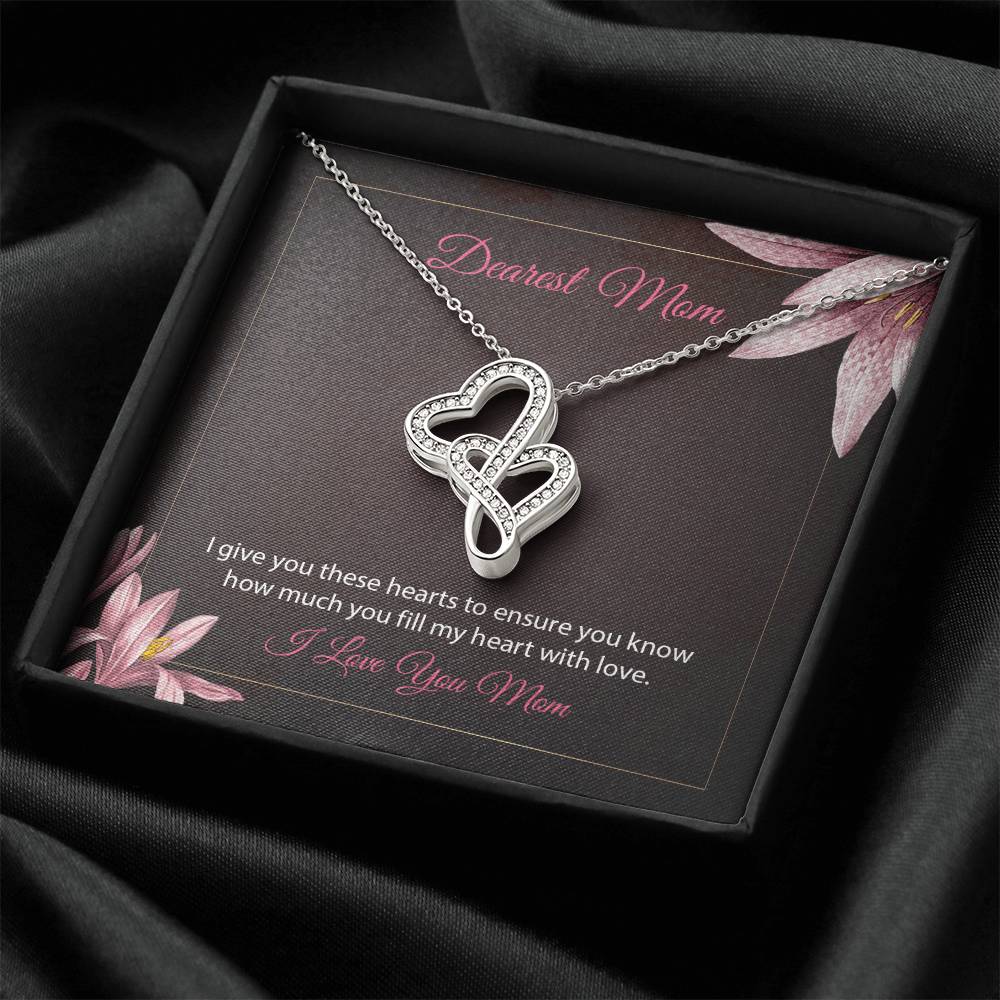 Beautiful Mother's Day Hearts Necklace Pendant Double Hearts Necklace