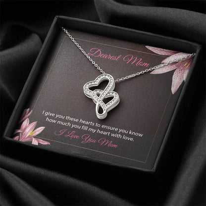 Beautiful Mother's Day Hearts Necklace Pendant Double Hearts Necklace