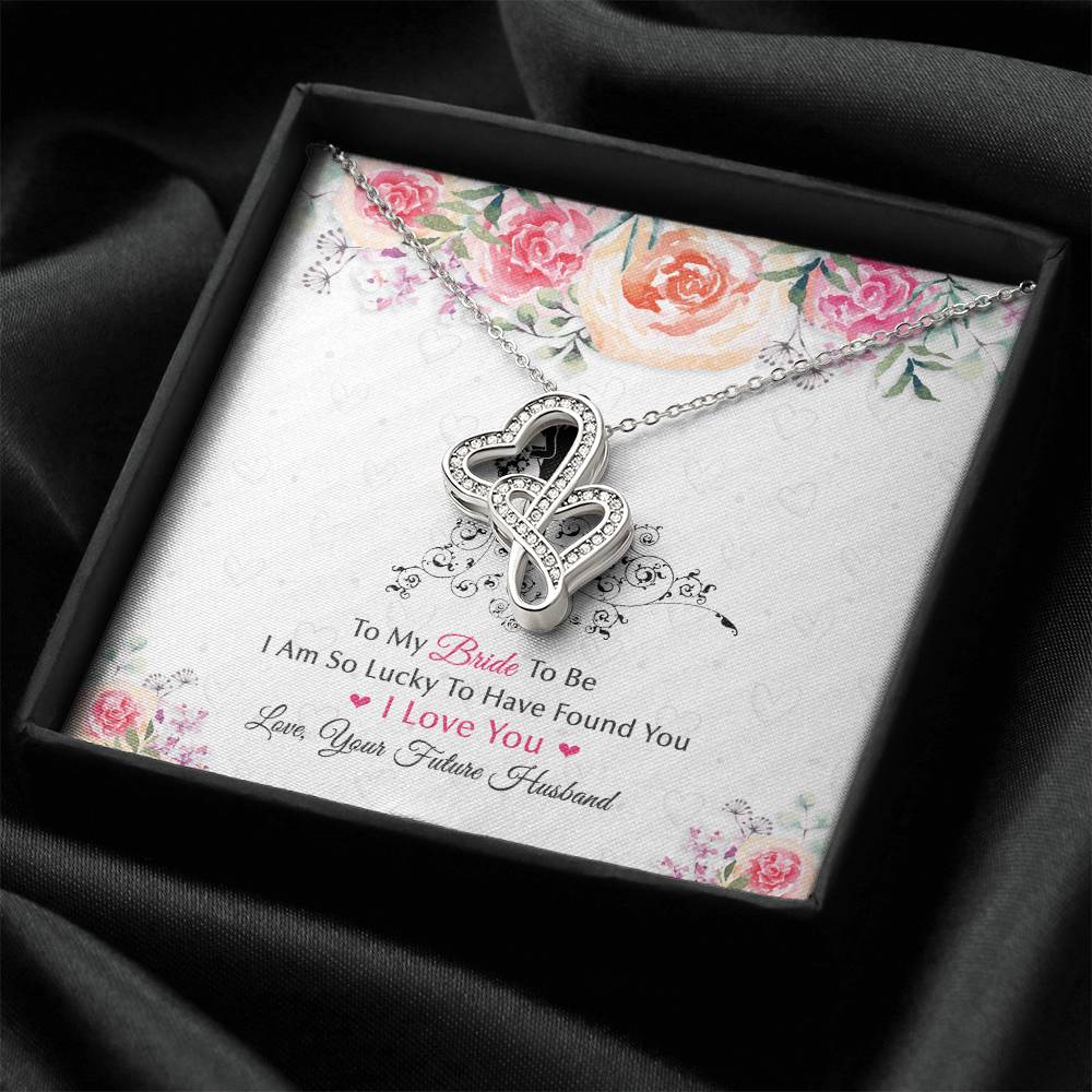 A Great Gift For The Bride To Be ! Your Fiancee Will Love It ! Double Hearts Necklace