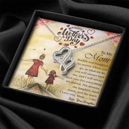 Best Necklace Gift For Mom Double Hearts Necklace