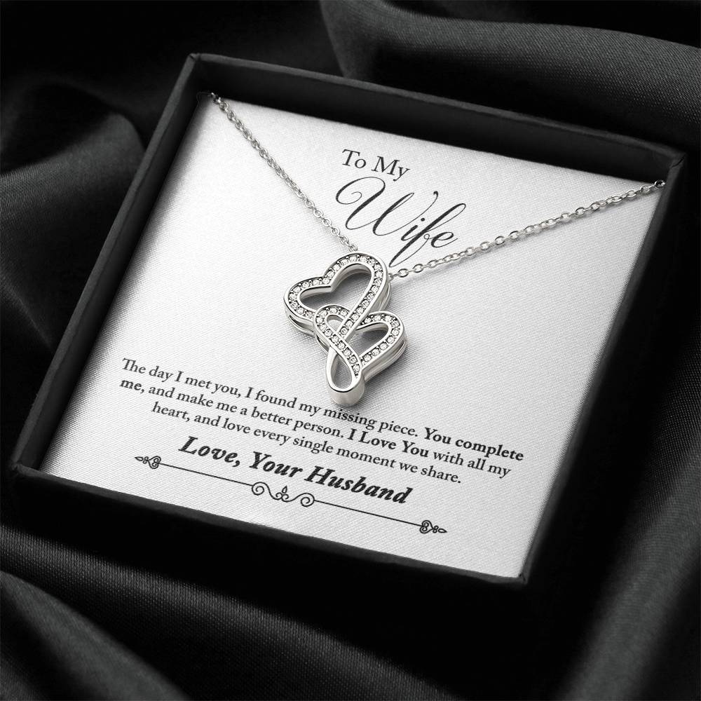 To My Wife Hearts Double Hearts Necklace