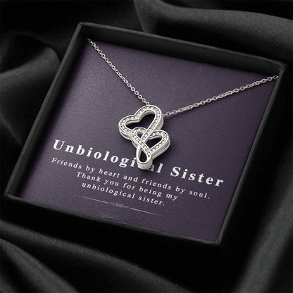 Unbiological Sister Sisters Necklace Not Sisters By Blood By Sisters By Heart Gift For Bff Friends Gift Gift For Frien Double Hearts Necklace
