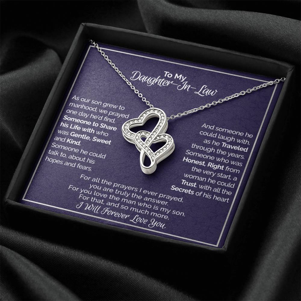 A Gift For Daughter In Law  - You Are The Only Answer Double Hearts Necklace