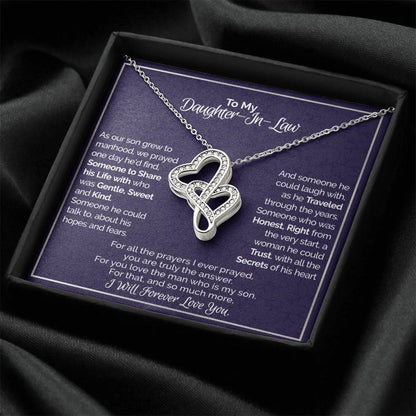 A Gift For Daughter In Law  - You Are The Only Answer Double Hearts Necklace