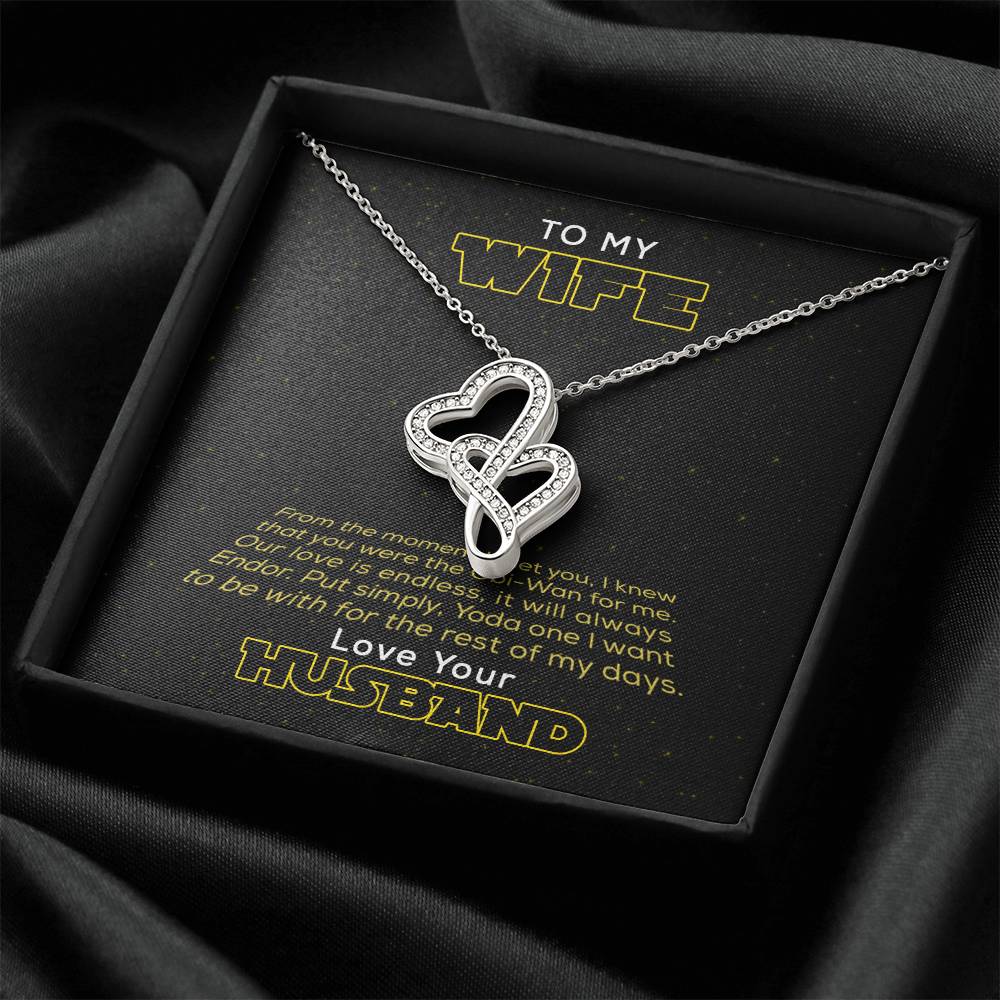 To My Wife Love Your Husband - To My Wife Necklace Anniversary Gift For Wife Gift For Wife Necklace For Wife Birthday  Double Hearts Necklace