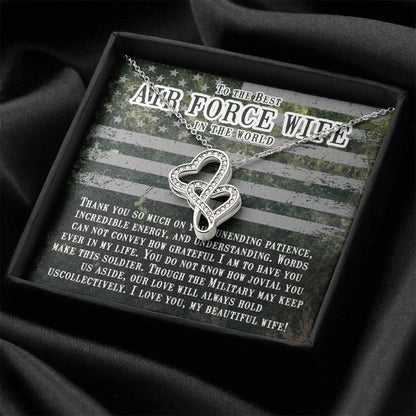 Air Force Wife Double Hearts Necklace