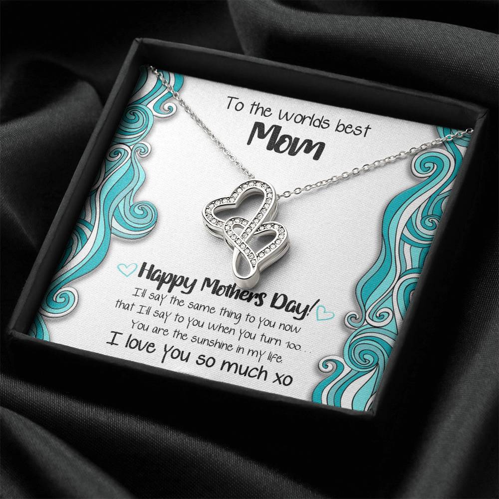 Worlds Best Mom Double Hearts Mothers Day Gift Necklace 1 Double Hearts Necklace