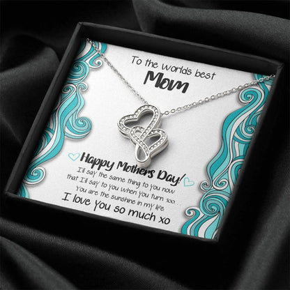 Worlds Best Mom Double Hearts Mothers Day Gift Necklace 1 Double Hearts Necklace