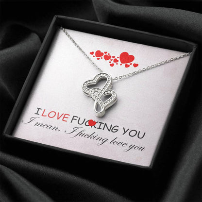 To My Wife Valentine Gift Double Hearts Necklace