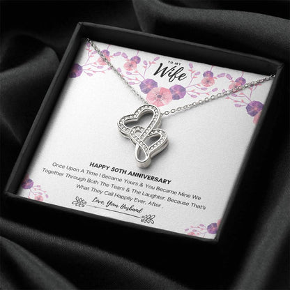 50Th Anniversary Gift For Wife Double Hearts Necklace