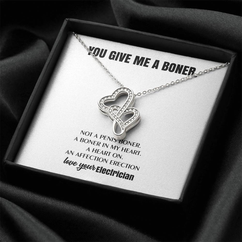 You Give Me A Heart Boner An Affection Erection  Funny & Sarcastic Love For Her Mature Best Fu 11 Double Hearts Necklace