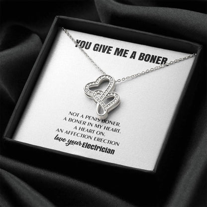 You Give Me A Heart Boner An Affection Erection  Funny & Sarcastic Love For Her Mature Best Fu 11 Double Hearts Necklace