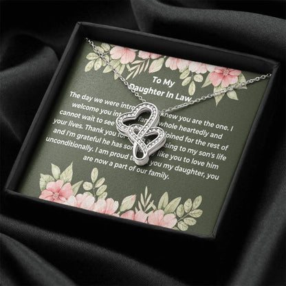 Daughter In Law Gift Necklace Wedding Gift Jewelry Gift From Mother In Law Gift For Bride From Mother In Law Double Hearts Necklace