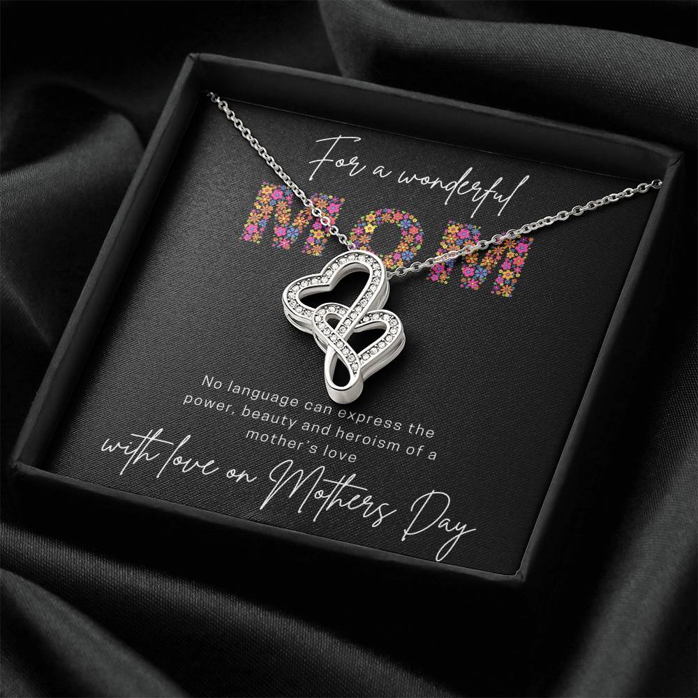 For A Wonderful Mom Mother's Day Gift Double Hearts Necklace