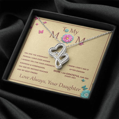 For Mother With Message Card Double Hearts Necklace