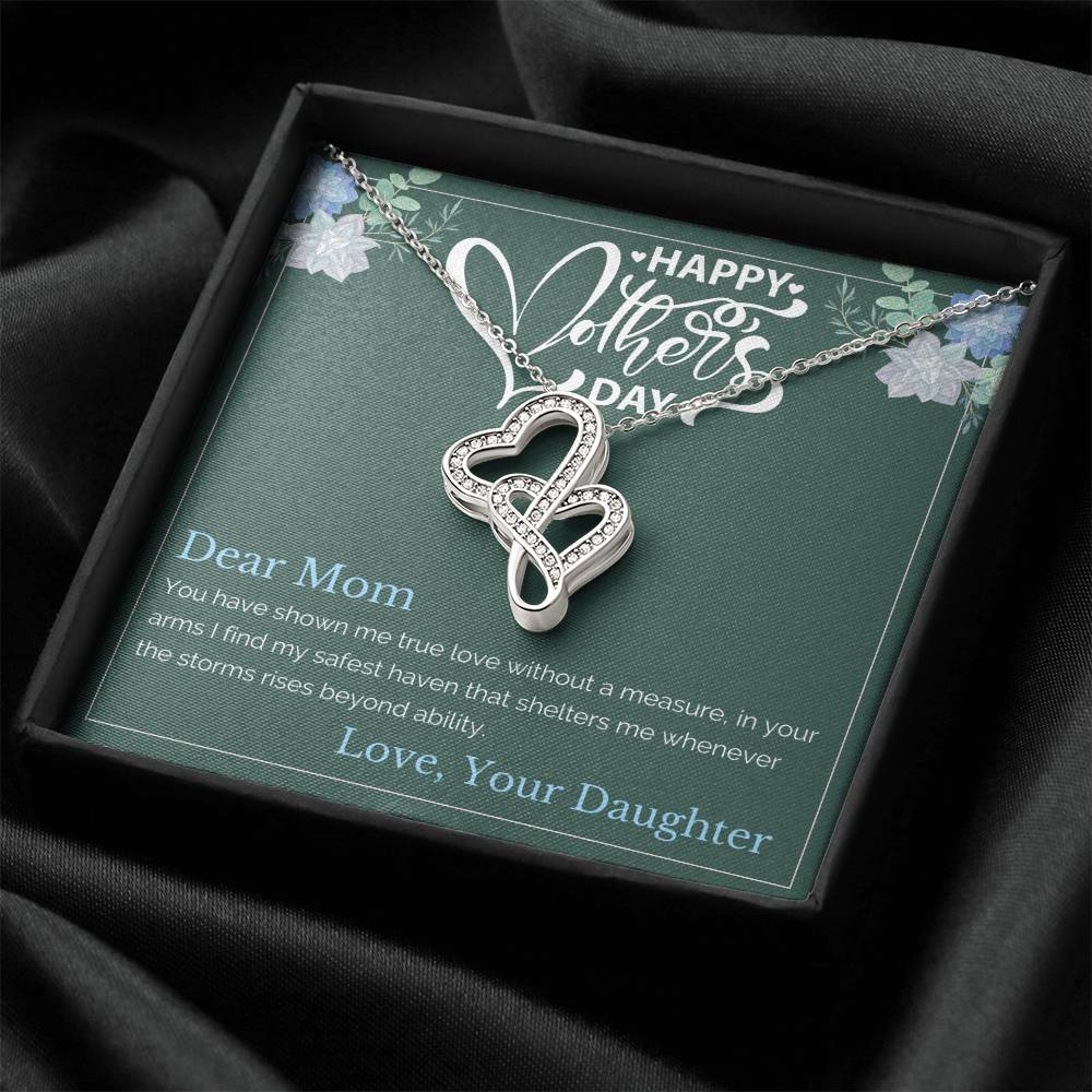 Daughter To Mom - ! Double Hearts Necklace