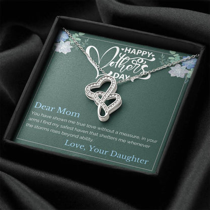 Daughter To Mom - ! Double Hearts Necklace