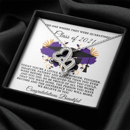 Class Of 2021 Double Hearts Necklace