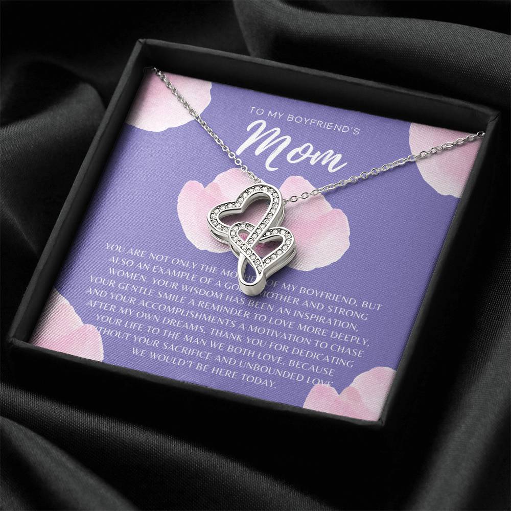Gift For Boyfriend's Mom  Boyfriend's Mom Necklace  To My Boyfriend’S Mom Gift  Mother’S Day Gift For Boyfriend's Mom Double Hearts Necklace
