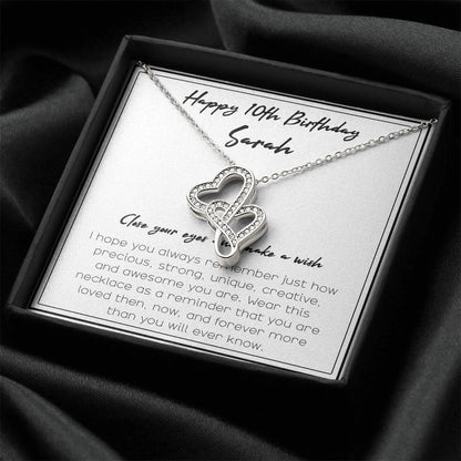 Close Your Eyes And Make A Wish Double Hearts Necklace