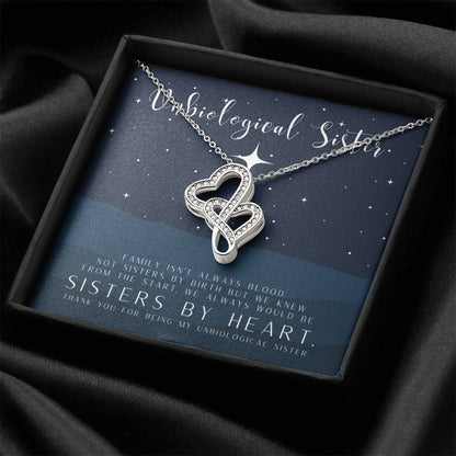 Unbiological Sister Necklace Unbiological Sister Gift Best Friend Necklace Big Little Sorority Soul Sister Bridesmaid  1 Double Hearts Necklace