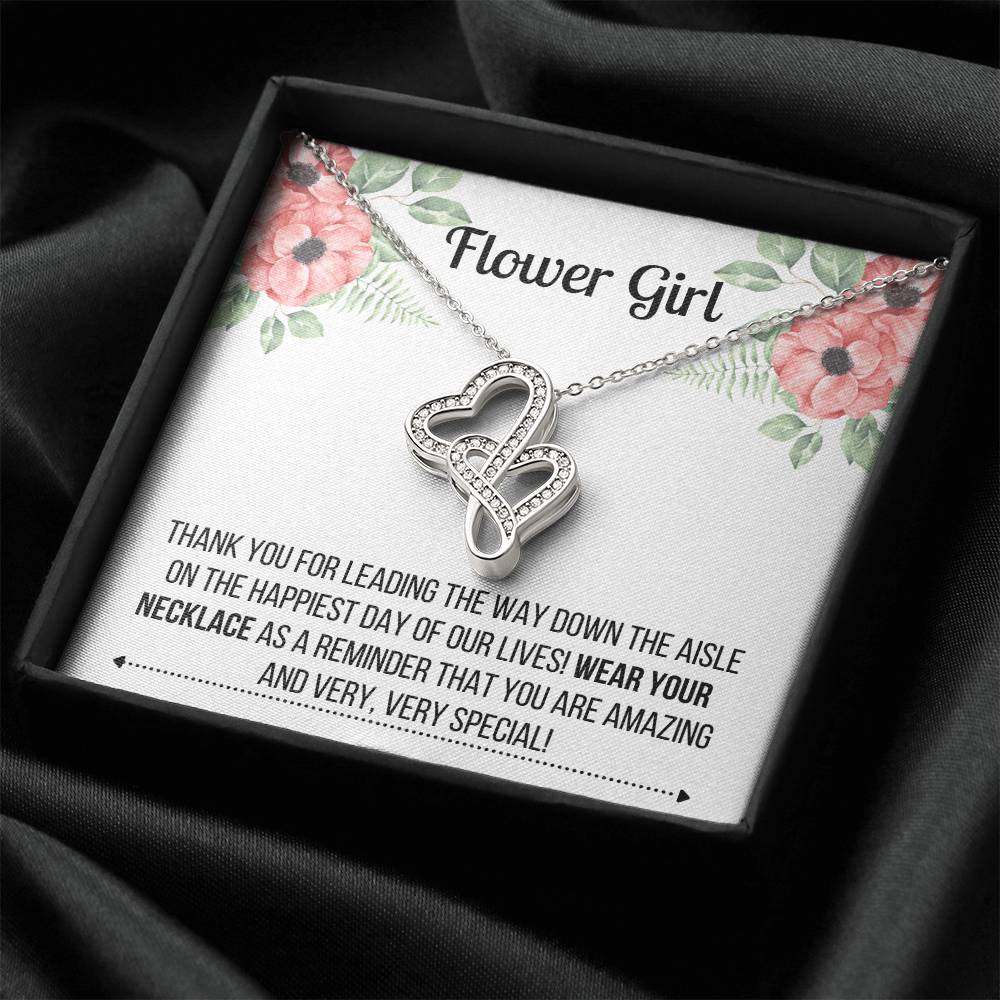 Flower Girl Necklace - Bridesmaid Necklace Double Hearts Necklace
