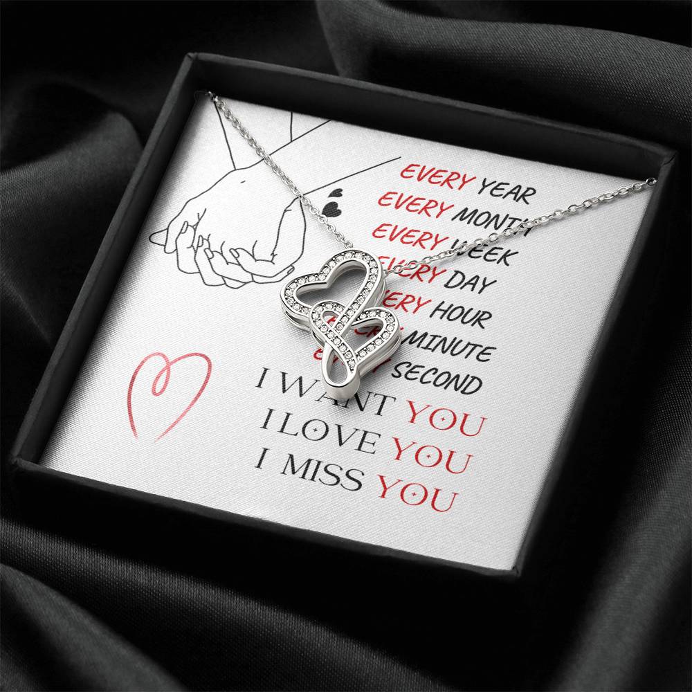Every Year...Every Second - Spark Romance With This Necklace Double Hearts Necklace