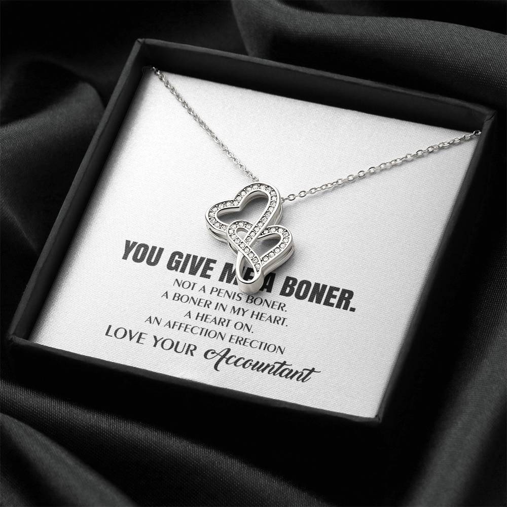 You Give Me A Heart Boner An Affection Erection  Funny & Sarcastic Love For Her Mature Best Fu 1 Double Hearts Necklace