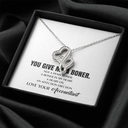 You Give Me A Heart Boner An Affection Erection  Funny & Sarcastic Love For Her Mature Best Fu 1 Double Hearts Necklace