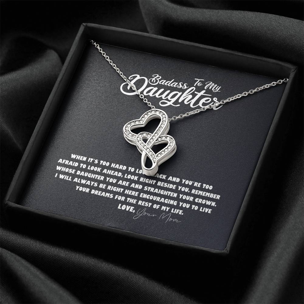 Daughter Necklace - Mother Daughter Jewelry Gift - Daughter Wedding Gift - Graduation - Birthday - Meaningful Interloc Double Hearts Necklace