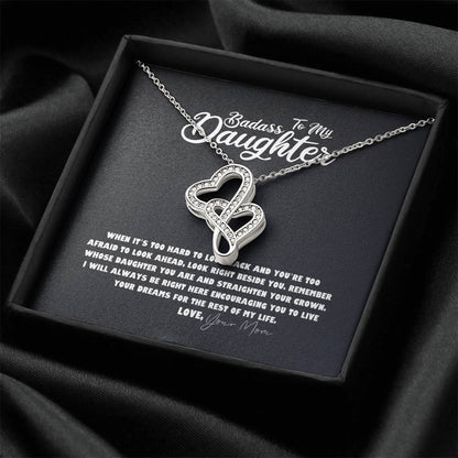 Daughter Necklace - Mother Daughter Jewelry Gift - Daughter Wedding Gift - Graduation - Birthday - Meaningful Interloc Double Hearts Necklace