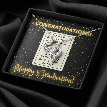 Congratulations I Am So Proud Of You Birthstone Necklace - Graduation Gift Necklace Graduation Gift For Her College Gr Double Hearts Necklace