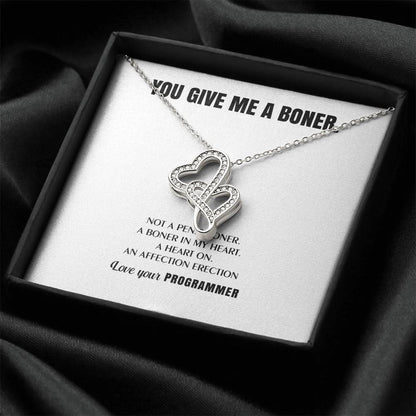 You Give Me A Heart Boner An Affection Erection  Funny & Sarcastic Love For Her Mature Best Fu 8 Double Hearts Necklace