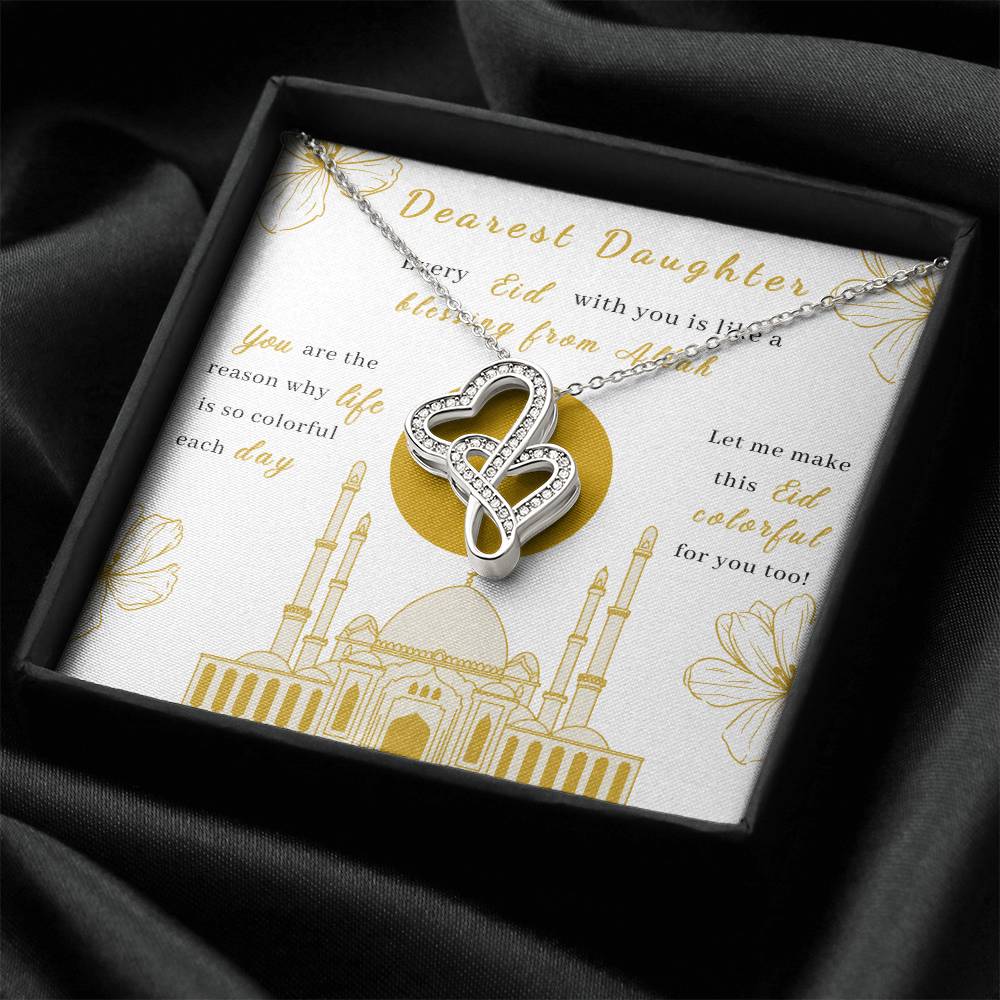 Double Heart Necklace Gift - Blessing From Allah - Arabic Eid Necklace - Islamic Eid Gift -  Arabic Gift  - Gift For I Double Hearts Necklace