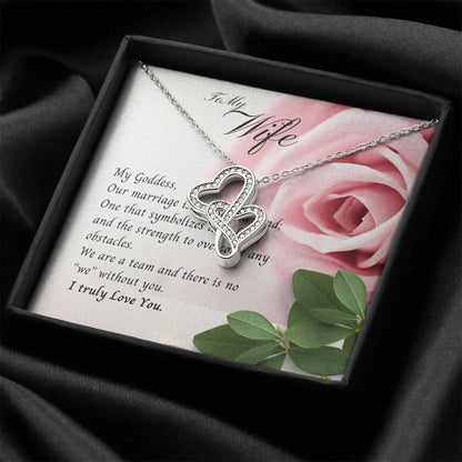 To My Wife Necklace Double Hearts Love Birthday Anniversary Christmas Gift Double Hearts Necklace
