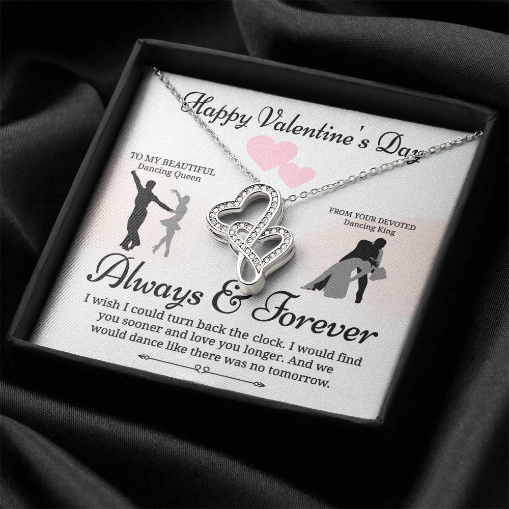 Always & Forever - Dancing Hearts Necklace Wmessage Card Hot New Release Double Hearts Necklace