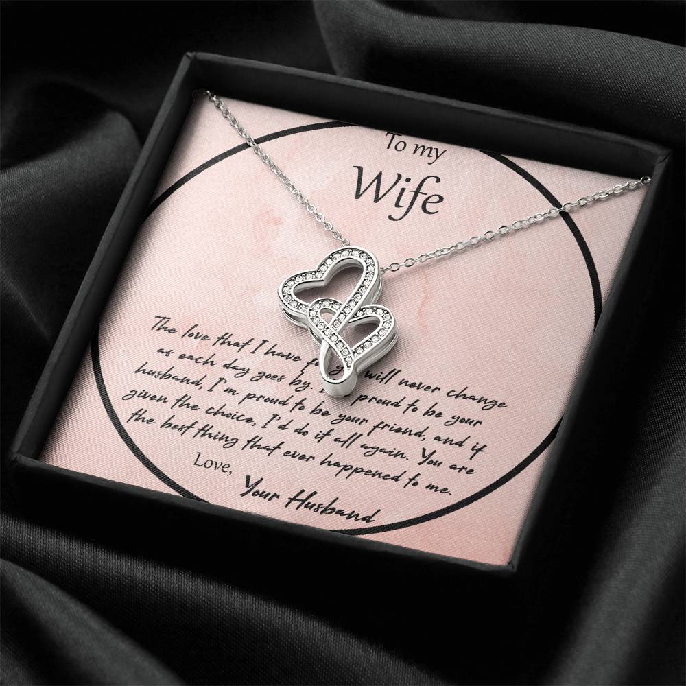 To My Wife The Love That I Have For You - Pink Double Hearts Necklace