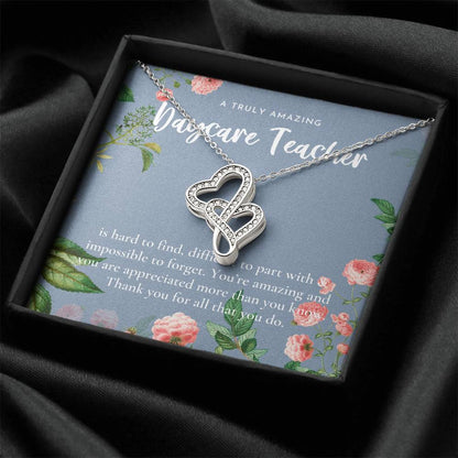 Daycare Teacher Gift For Daycare Provider Gifts Daycare Thank You Gifts Preschool Teacher Gift Thank You Gift Daycare 1 Double Hearts Necklace
