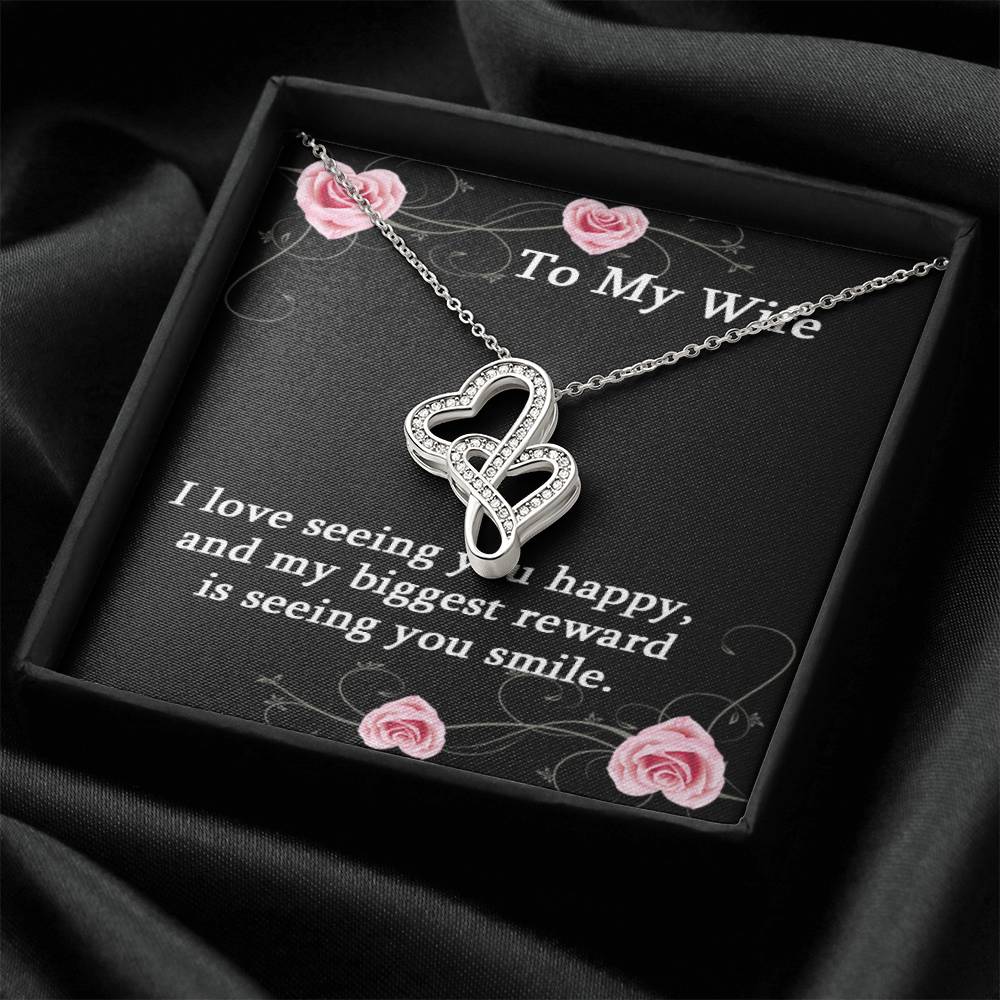 To My Wife Necklace - Anniversary Gift For Wife Birthday Gift For Wife Gift For Wife Necklace For Wife Gift For Wife B 2 Double Hearts Necklace