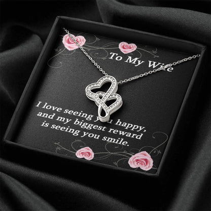 To My Wife Necklace - Anniversary Gift For Wife Birthday Gift For Wife Gift For Wife Necklace For Wife Gift For Wife B 2 Double Hearts Necklace